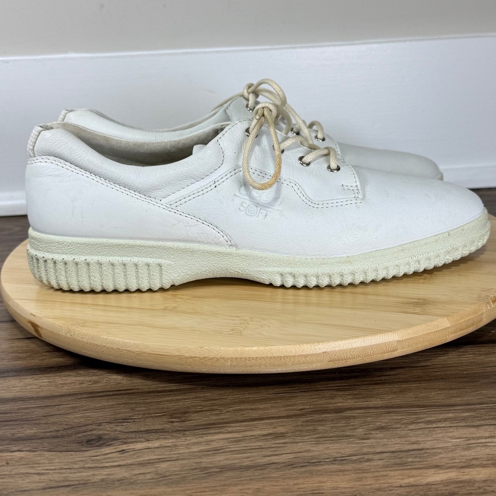 ECCO Soft Sneaker Women's 42 US 11/11.5 White Leather Lace Up Low Top Comfort